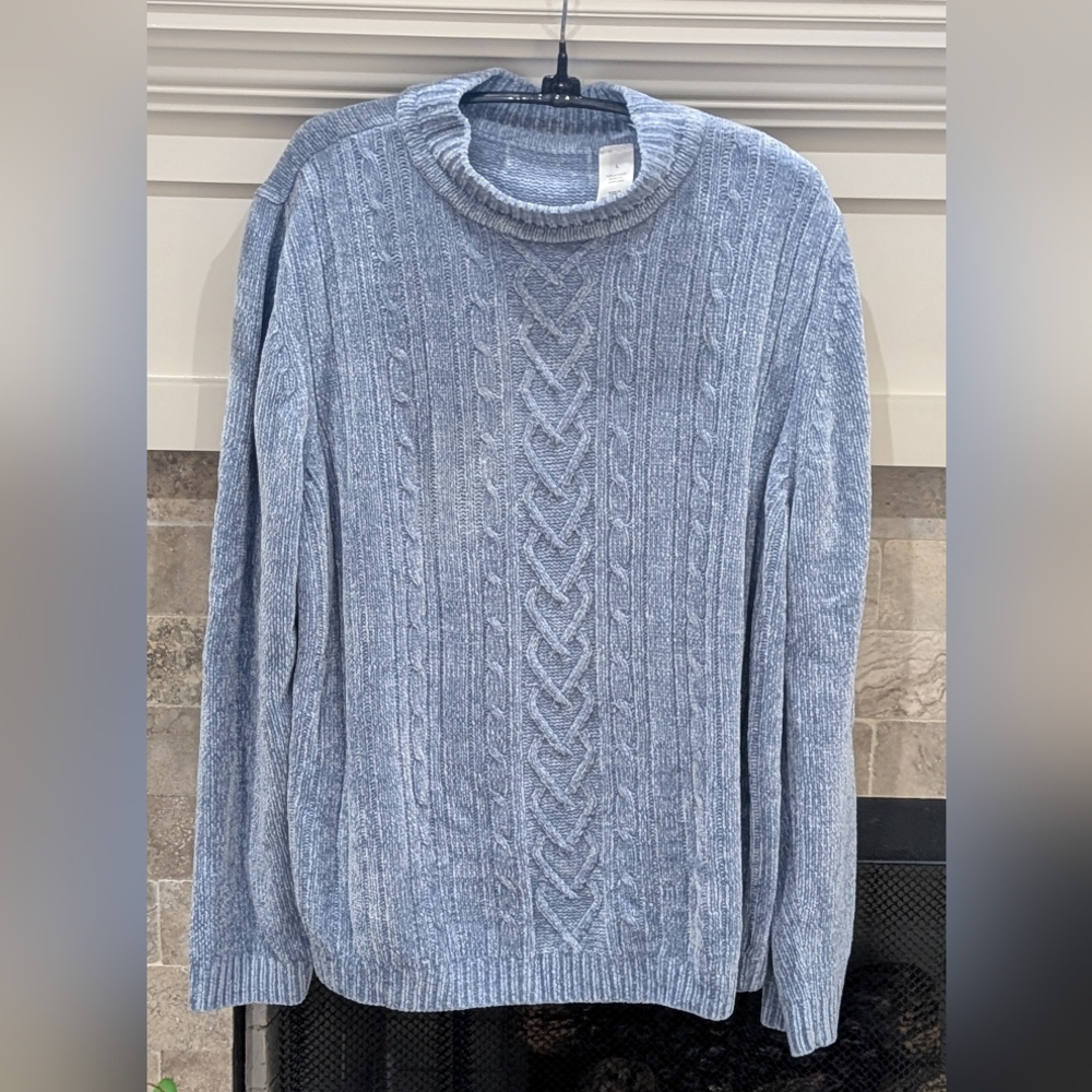 Women's Blue Cable Knit Sweater